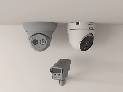 High Definition Projection Monitoring Cameras Featuring Dome And Bullet Models For Ceiling Mount 3d model