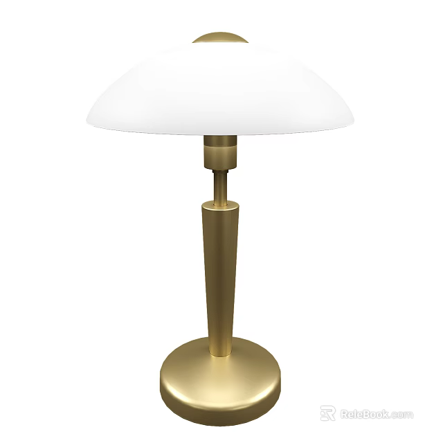 Sleek Modern Table Lamp With White Shade And Gold Metal Base 3d model 