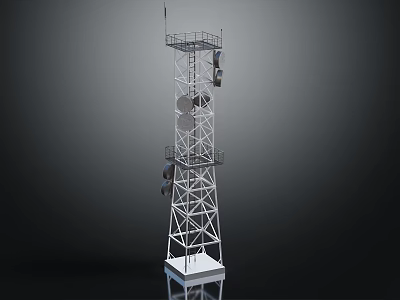 Tall Communication Tower With Metal Frame Structure Platforms And Antenna Equipment 3d model