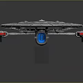 Detailed Science Fiction Spaceship Model With Circular Design NCC 981 Blue Red Thrusters