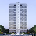 Modern High Rise Residential Building With Glass Windows And Surrounding Trees