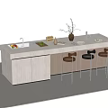 Modern Bar Counter With White Top Light Wood Cabinets And Brown Bar Stools