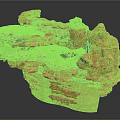 Stratified Rock Layer Model With Orange Red Layers And Irregular Rock Blocks