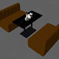 Brown Leather Two Seater Sofa With Black Glass Top Side Table And Wine Bottles Candle