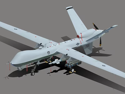 Military Combat Fighter Drone With Long Wingspan Propeller Weapon Payload And Tail Number 155 3d model