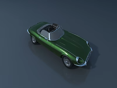 Green Vintage Convertible Car With Open Top And Sleek Exterior Design 3d model