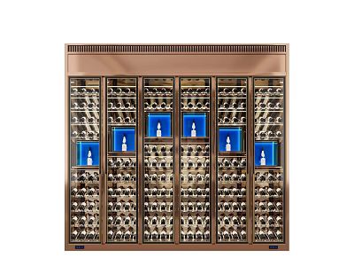 Elegant Modern Wine Cabinet With Glass Doors Multiple Storage Shelves And Blue LED Lighting 3d model