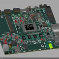 Green Circuit Board With Main Chip Capacitors Heat Sink And Connectors