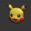 Cute Yellow Doll Head with Black Tipped Ears Black Eyes and Red Cheeks