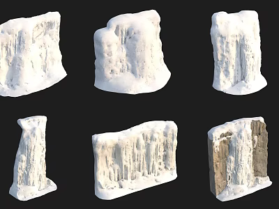 Collection of Frosty Ice Structures with Various Shapes and Snow Covered Textures 3d model