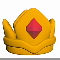 Yellow Decorative Crown With Red Diamond Center And Shiny Design