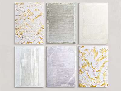 Square Rugs with Marble Patterns Gold Details and Various Textures in Multiple Colors 3d model
