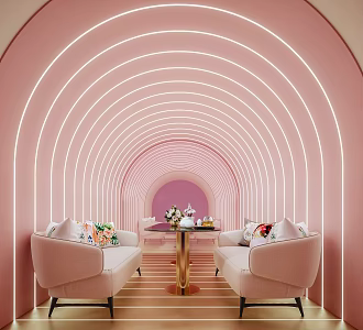 Modern Sweet Shop Pink Dessert Space 3d model