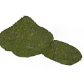 Mossy Green Terrain Scene Component With Natural Textured Surface And Irregular Shape