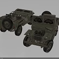 Vintage Olive Green Military Jeeps With Open Top Large Tires And Front Grille Design