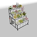 Tiered Garden Planter Stand With Gold Frame White Pots And Colorful Flowers