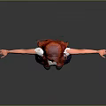 3D Character With Red Hair White Crop Top Blue Pleated Skirt Gray Boots Arms Outstretched