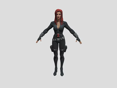 Game Movie Character With Red Hair Black Bodysuit And Utility Belt 3d model