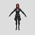 Game Movie Character With Red Hair Black Bodysuit And Utility Belt