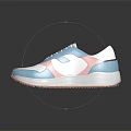 Casual Lace Up Sneakers With Blue Pink And White Color Block Design Fashionable Sporty Style