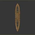 Vintage Battleship Model with Two Tall Chimneys Red Hull and Gray Deck Structures
