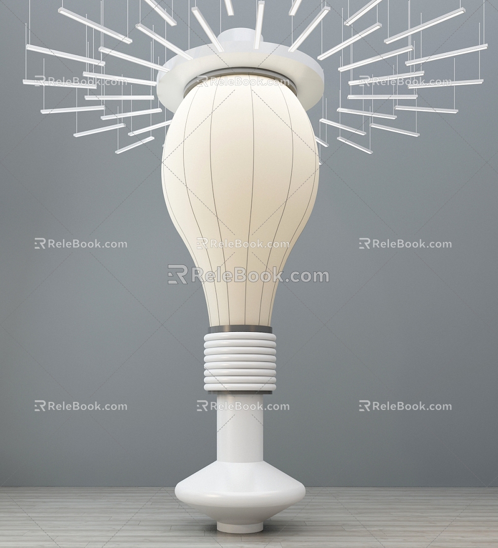 Pillar Bulb Pillar Chandelier Cylindrical Hall Pillar 3d model