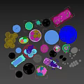 Colorful Fresh Assorted Food With Fruits Vegetables Nuts And Snacks On Bowls And Plates