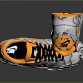 Stylish White And Orange Sneakers With Cracked Pattern Black Laces And Orange Accents