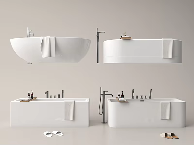 Modern Bathtubs In Different Styles With Bathroom Accessories 3d model