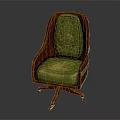 Classic Vintage Office Chair With Wooden Frame Green Tufted Upholstery And Caster Wheels
