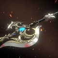 Ornate Weapon With Golden Accents And Blue Gem