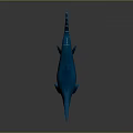 Blue Ichthyosaur With Long Snout And Fin Like Limbs 3D Model On Dark Surface