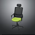 Ergonomic Office Chair With Black Mesh Back Green Seat Cushion Headrest And Armrests