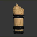 Wooden Torch Shaped Household Decorative Item With Black Straps And Natural Texture