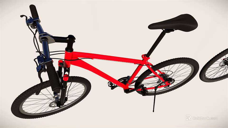 Red Frame Bicycle Featuring Black Seat Handlebar And Spoked Wheels 3d model