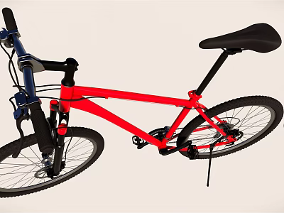 Red Frame Bicycle Featuring Black Seat Handlebar And Spoked Wheels 3d model