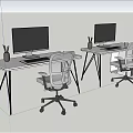 Modern Office Workspace With Dual Computer Desks Ergonomic Chairs And Monitors