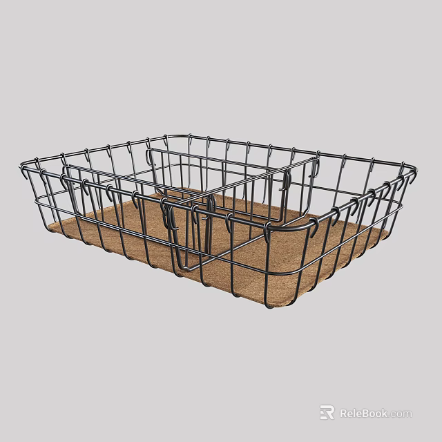 Practical Metal Frame Storage Basket With Divided Compartments And Brown Lining 3d model 