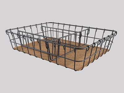 Practical Metal Frame Storage Basket With Divided Compartments And Brown Lining 3d model