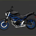 Stylish Modern Black Motorcycle With Blue Wheels And Sporty Frame Design