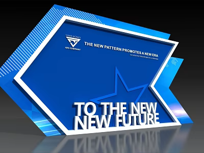 Blue Geometric Background Wall Featuring Star Pattern Text TO THE NEW FUTURE Promises New Era 3d model