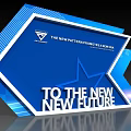 Blue Geometric Background Wall Featuring Star Pattern Text TO THE NEW FUTURE Promises New Era 3d model