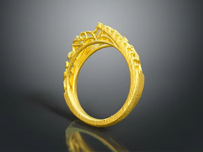 Elegant Luxurious Gold Ring With Intricate Carved Patterns For Fashion Accessory 3d model