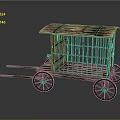 Vintage Wooden Cart With Iron Bars Wooden Roof And Spoked Wheels