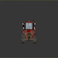Red Tracked Agricultural Tractor With Muddy Tracks And Operator Cabin 3d model