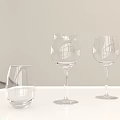 Various Wine Glasses of Different Shapes on White Hexagonal Table White Wall Window Green Plants