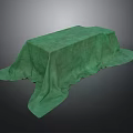 Green Cloth Draped Over Rectangular Table With Flowing Edges On Dark Background 3d model