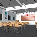 Modern Classroom School Classroom Desks and Chairs Desk Training Classroom Multimedia Classroom Training Tables and Chairs 3d model