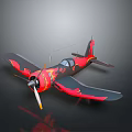 Cosmic Aviation Inspired Decorative Airplane Featuring Flame Design Red Black Propeller Model