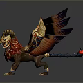Mythical Fantasy Creature 3D Model With Golden Wings Red Feathers And Sharp Claws 3d model